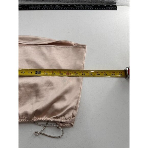 Thirty Thirty Blush Pink Satin Camisole Top Adjustable Metallic Strap Size L Y2K - Picture 3 of 7